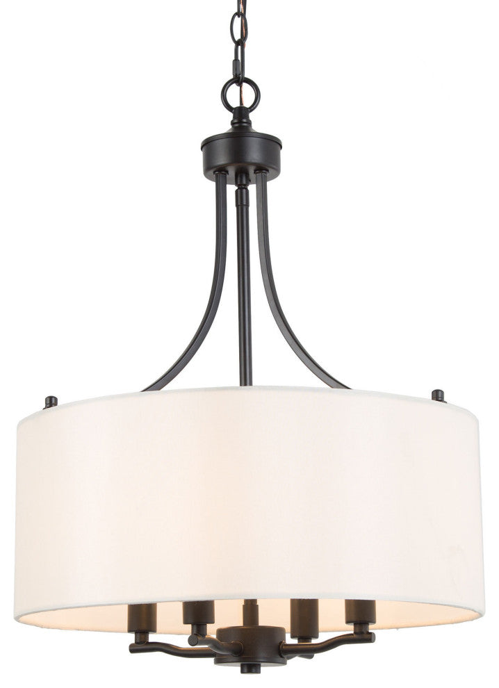 LNC 4-Light Matte Finish Modern Fabric Shade Chandelier, Black