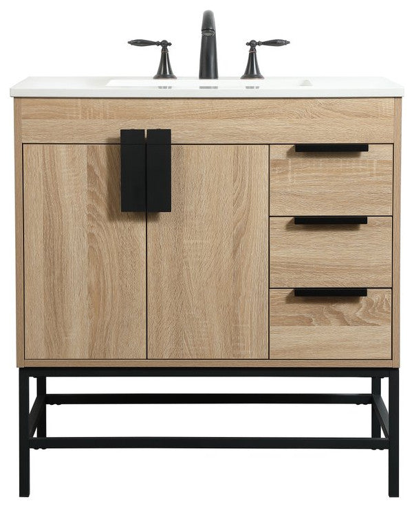 Elegant Decor VF48832MW 32" Single Bathroom Vanity, Mango Wood