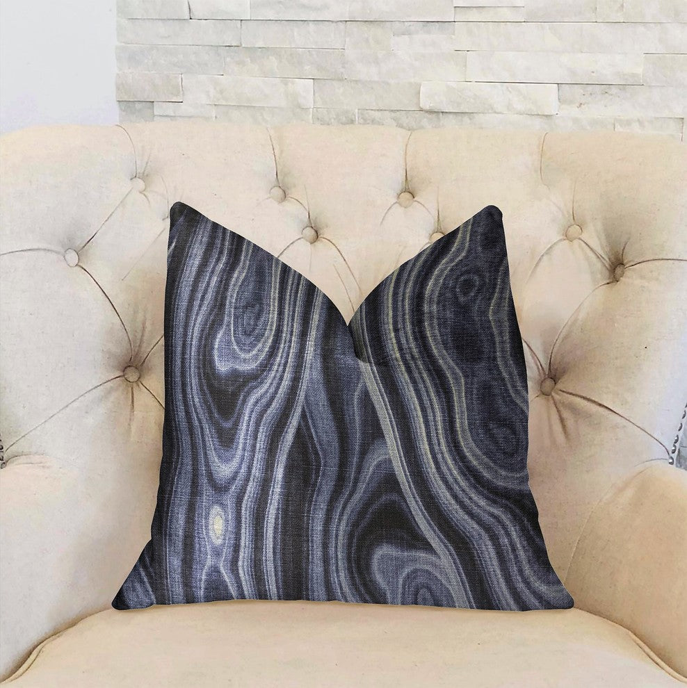 Swiss Marble Blue Luxury Throw Pillow, 24"x24"
