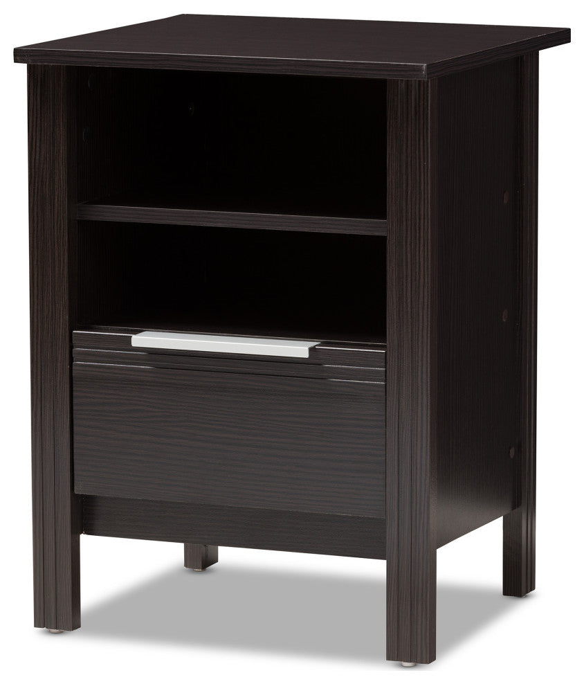 Hamish Moderm, Contemporary Wenge Brown 1-Drawer Nightstand