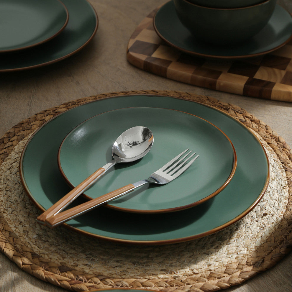 Stone Lain Brasa Stoneware 16 Piece Dinnerware Set, Green