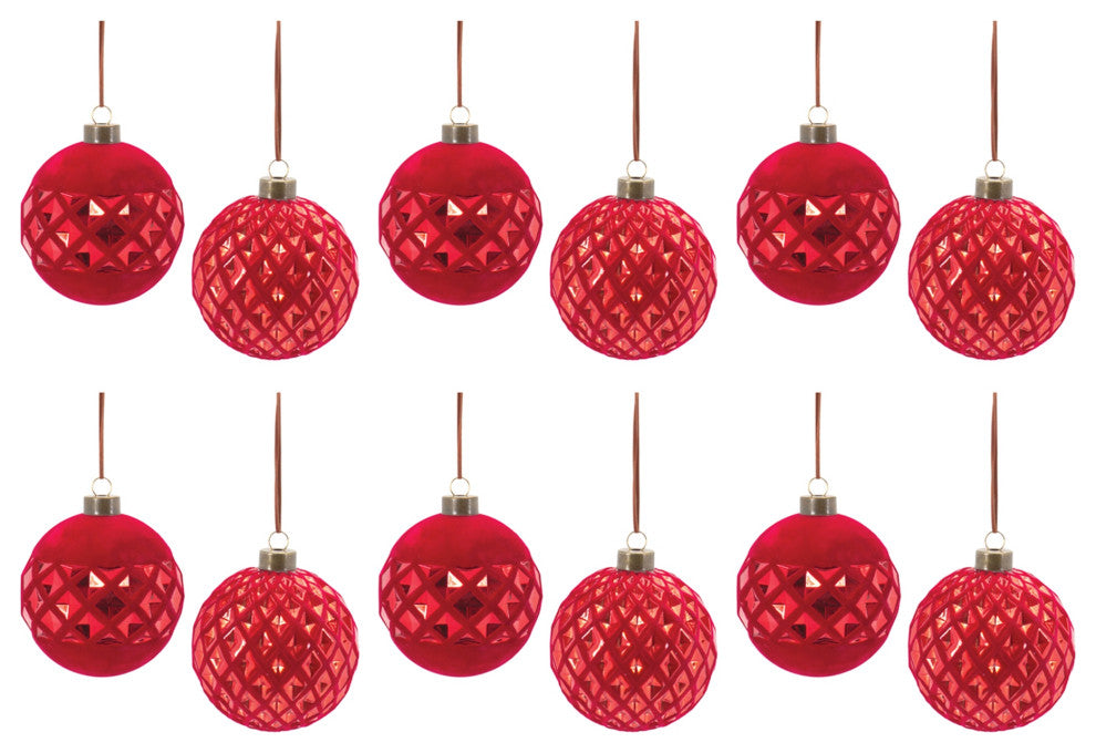 Harlequin Glass Ball Ornament, 12-Piece Set