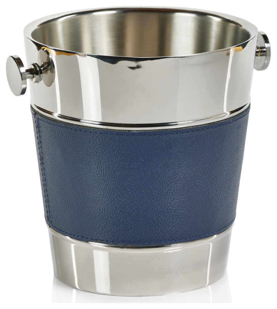Lucena Double Nickel and Leather Wall Wine Cooler