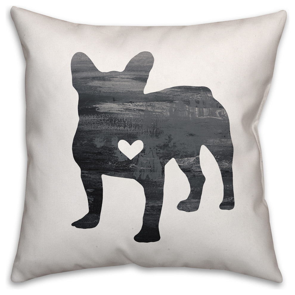 Gray Silhouette Frenchie 16x16 Spun Poly Pillow