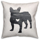 Gray Silhouette Frenchie 16x16 Spun Poly Pillow