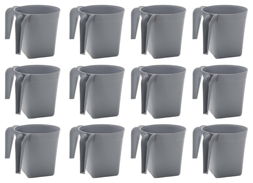 YBM Home Square Plastic Wash Cup, long-lasting, Grey, 12