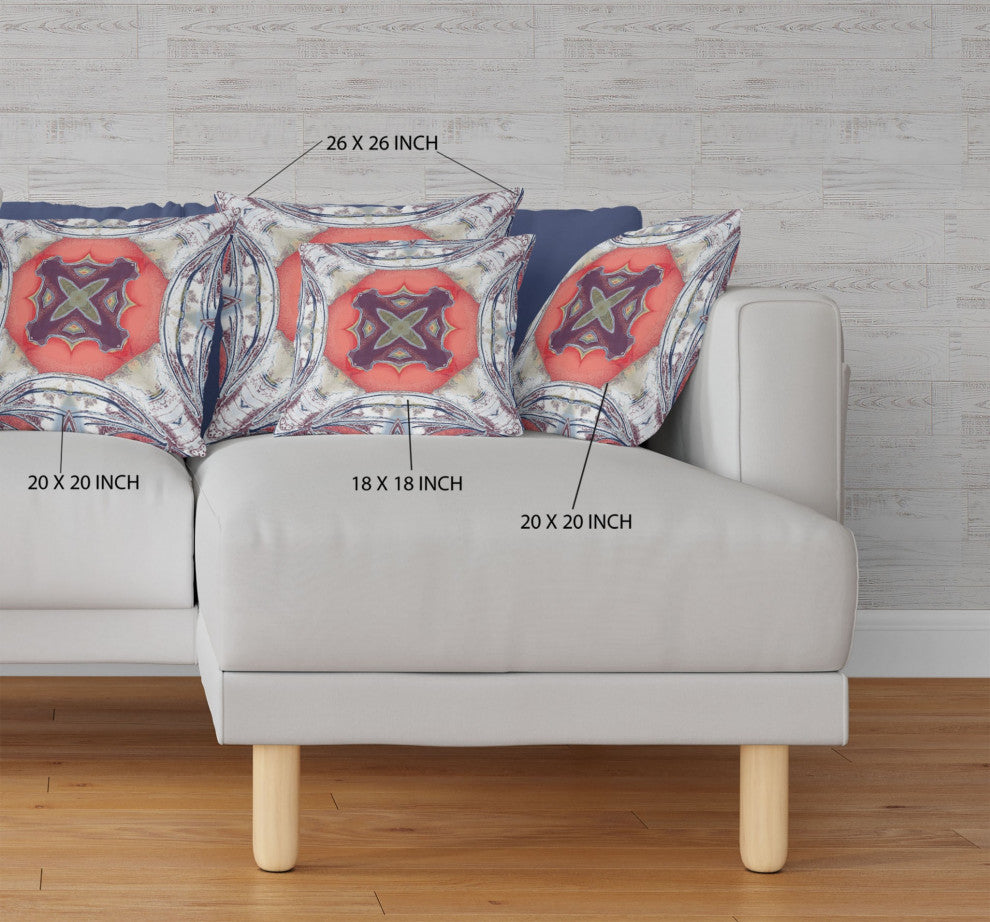 18" Gray Peach Geo Tribal Suede Throw Pillow