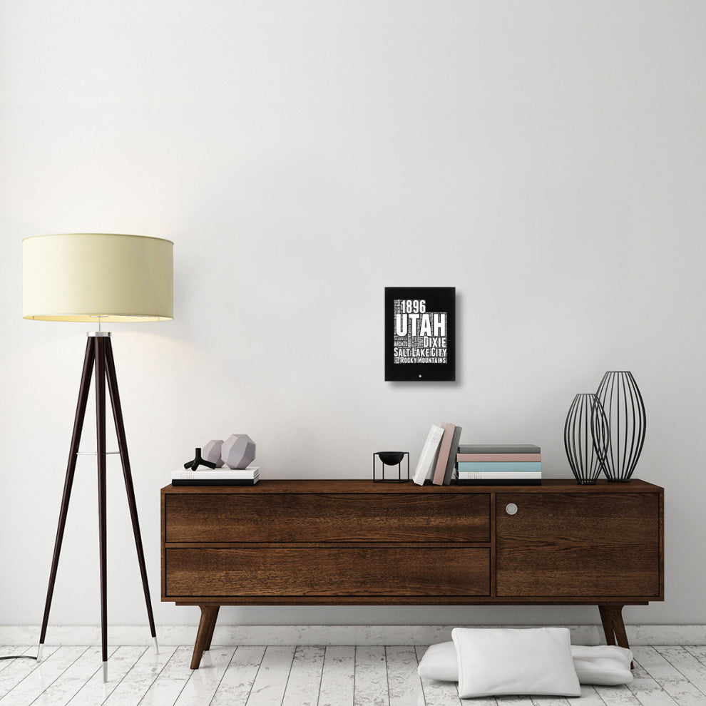 "Utah Black and White Map" Fine Art Print