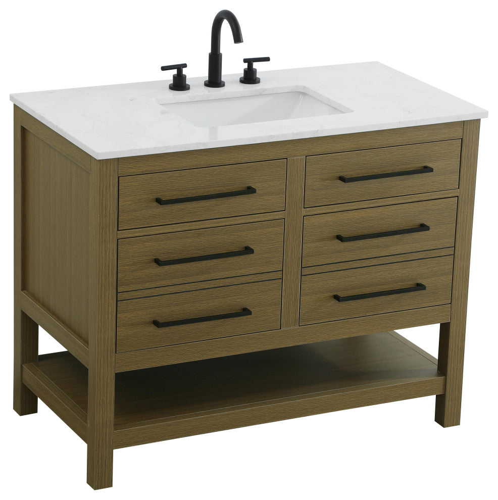 Home Living 42" Single Bathroom Vanity, Chestnut Brown