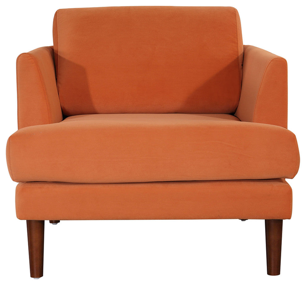 Minae Modern Contemporary Velvet Armchair, Rust