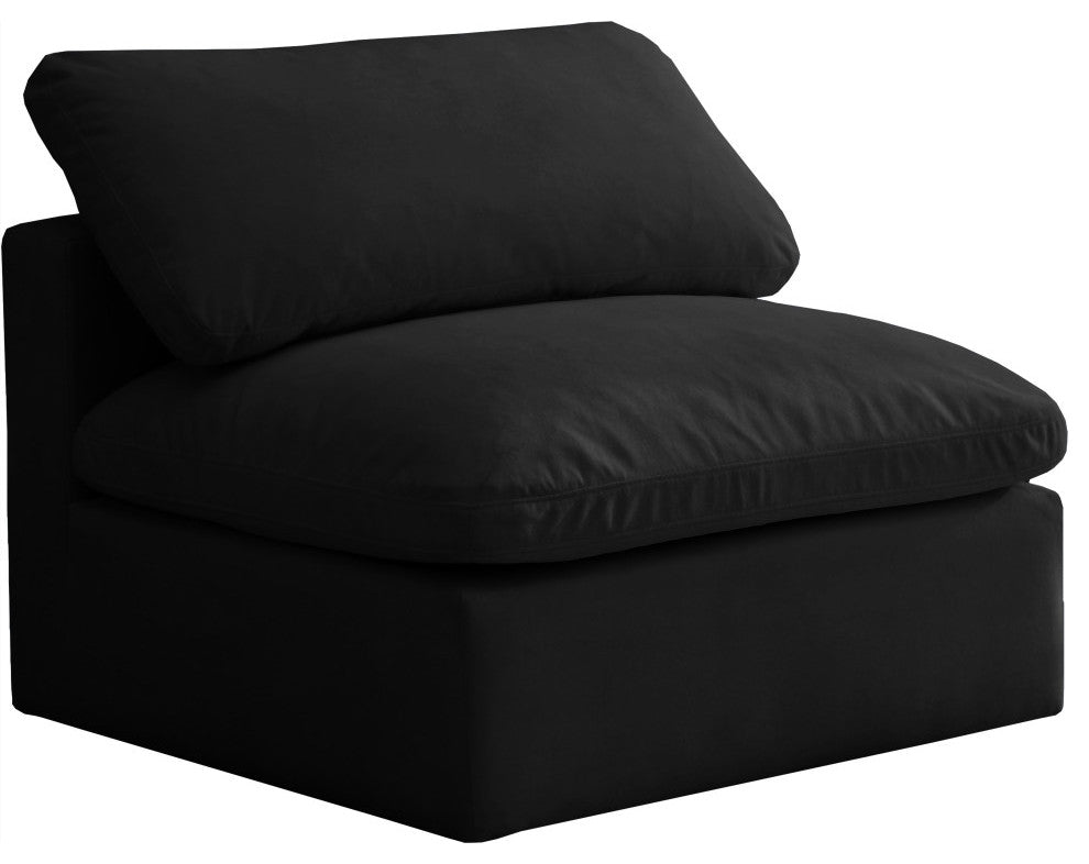 Plush Velvet / Down Standard Comfort Modular Chair, Black, Armless Chair