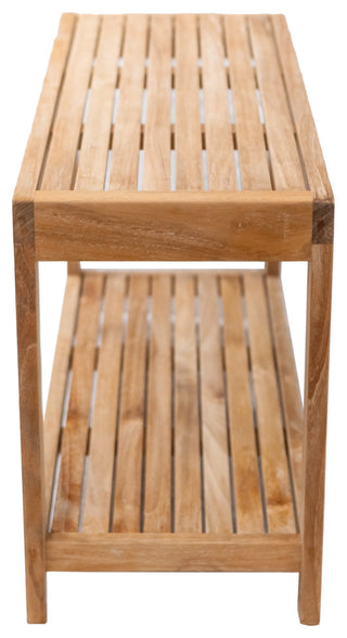 Nordic Style Natural Teak Spa Bench with Shelf, 35