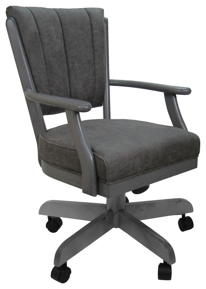 Classic Caster Swivel Dining Chair on Wheels, Solid Wood, Northwest Elk - Grey