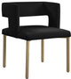 The Caleb Dining Chair, Black and Brushed Gold, Velvet and Iron, Set of 2