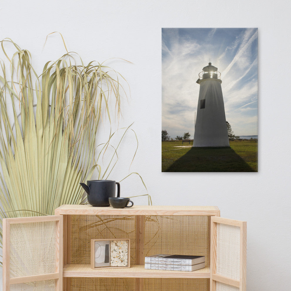 Turkey Point Lighthouse with Sun Flare Coastal Canvas Prints, 24" X 36"