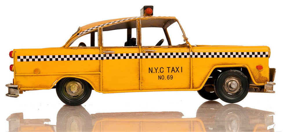 Handmade Classic New York City Taxi Model, Collectible Metal Scale Model Taxi