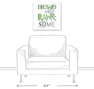 Dinosaurs Are Awesome Green 20x20 Canvas Wall Art