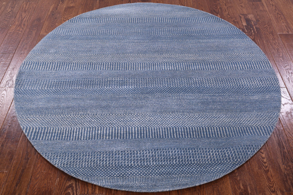 6' Round Handmade Wool and Silk Savannah Grass Rug Q11475