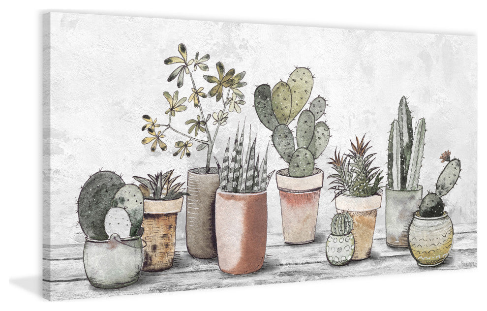 "Mixed Cacti and Succulents" Painting Print on Wrapped Canvas