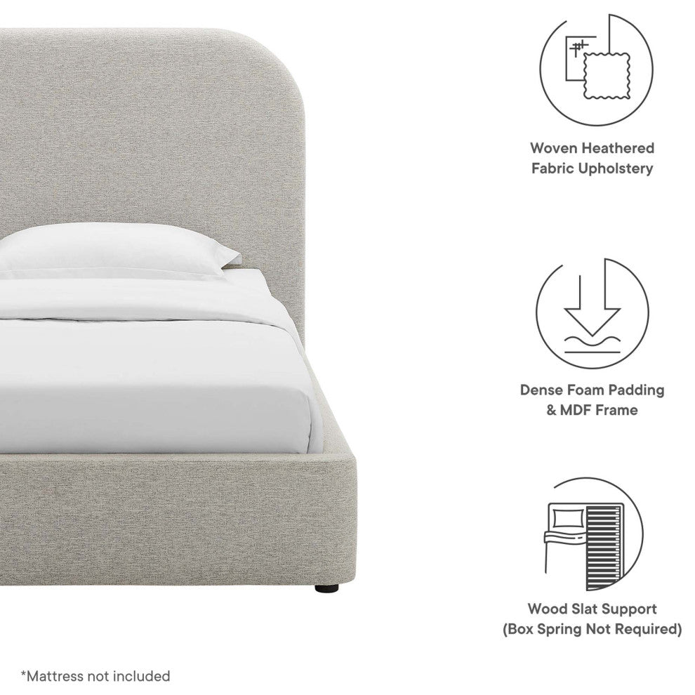 Keynote Upholstered Fabric Curved Twin Platform Bed