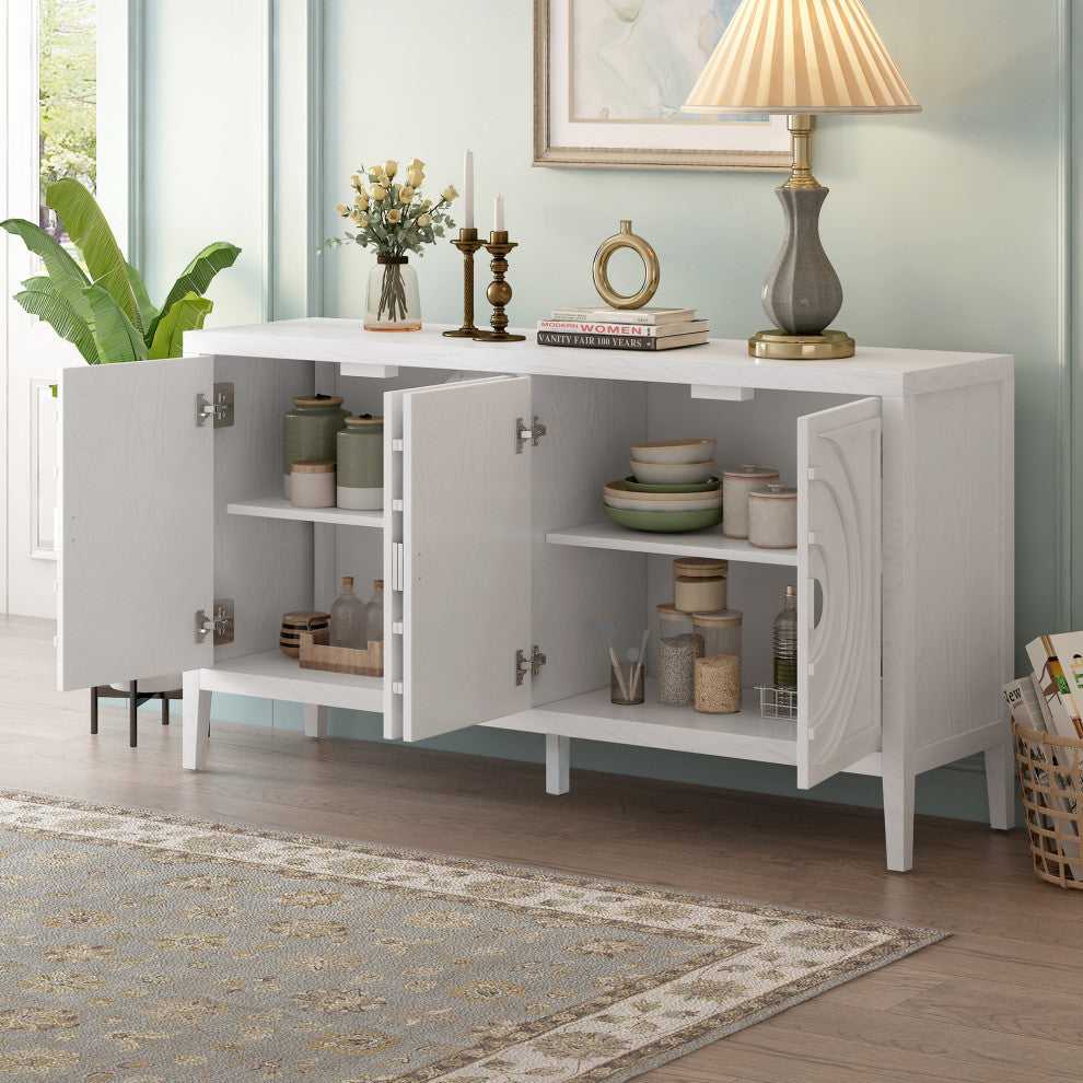 TATEUS 60" Rustic Entrance Furniture Retro Sideboard Living Room white