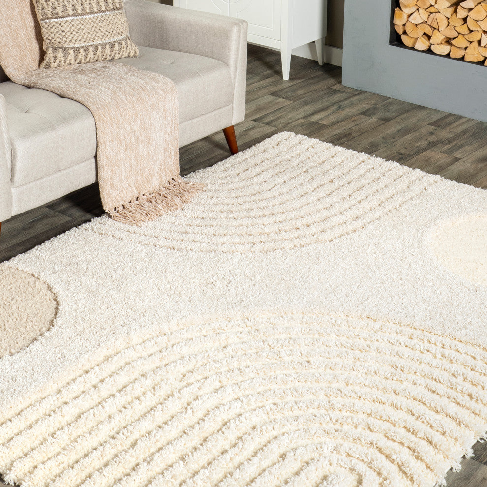 Nuloom Gloria Abstract Shag Area Rug, Beige 4'x6'