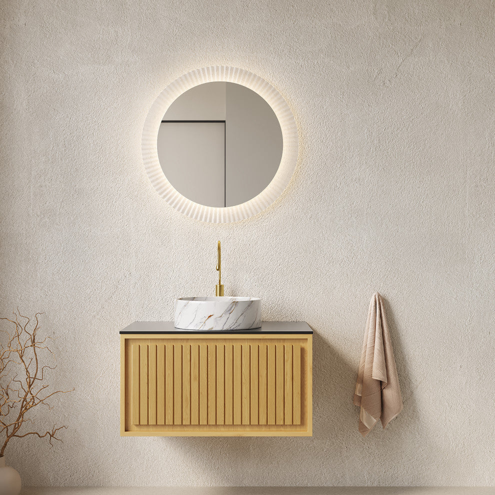 Wall-mounted plywood Bathroom Storage Cabinet with Drawer, White