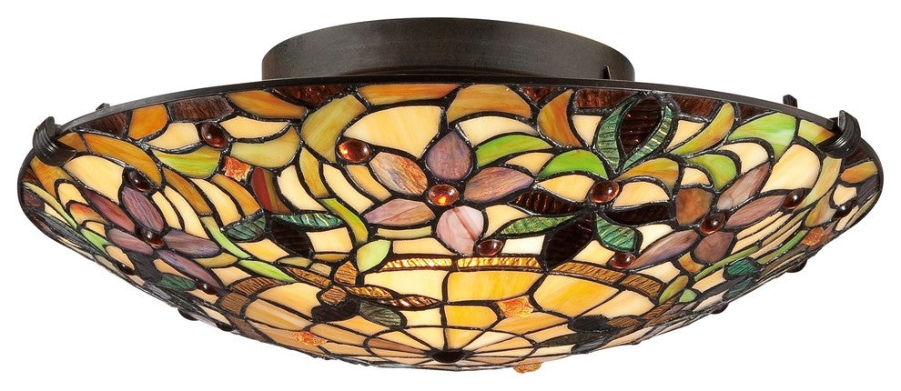 Quoizel TF1396SVB Two Light Flush Mount Kami Vintage Bronze