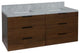 Oslo 60" Floating Wall Mounted Bathroom Vanity, Walnut, Carrara Marble, Double