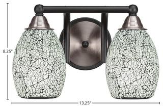 Paramount 2-Light Bath Bar, Matte Black & Brushed Nickel, 5" Black Fusion Glass