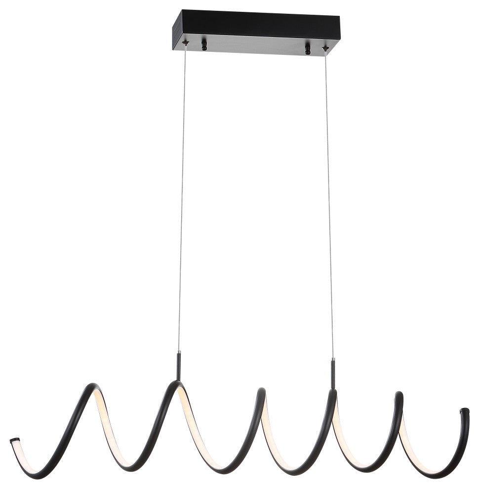 Ali 31" Dimmable Adjustable Integrated LED Metal Linear Pendant, Chrome, Black