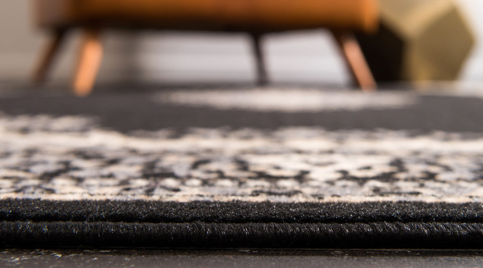 Unique Loom Black Washington Reza 2' 2 x 8' 2 Runner Rug