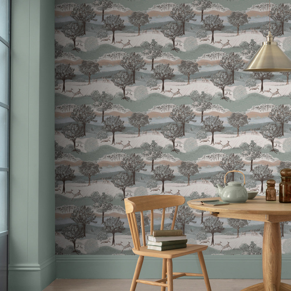 Laura Ashley Hartingdon Jade Green Removable Wallpaper