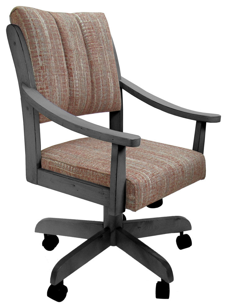 Swivel Wood Dining Caster Chair with Wheels - Casa, Watusi Madder - Grey