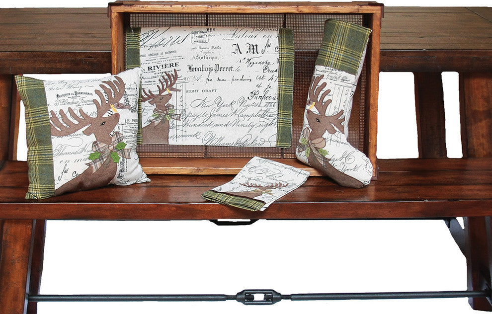 Reindeer With Applique Suede Collection Stocking