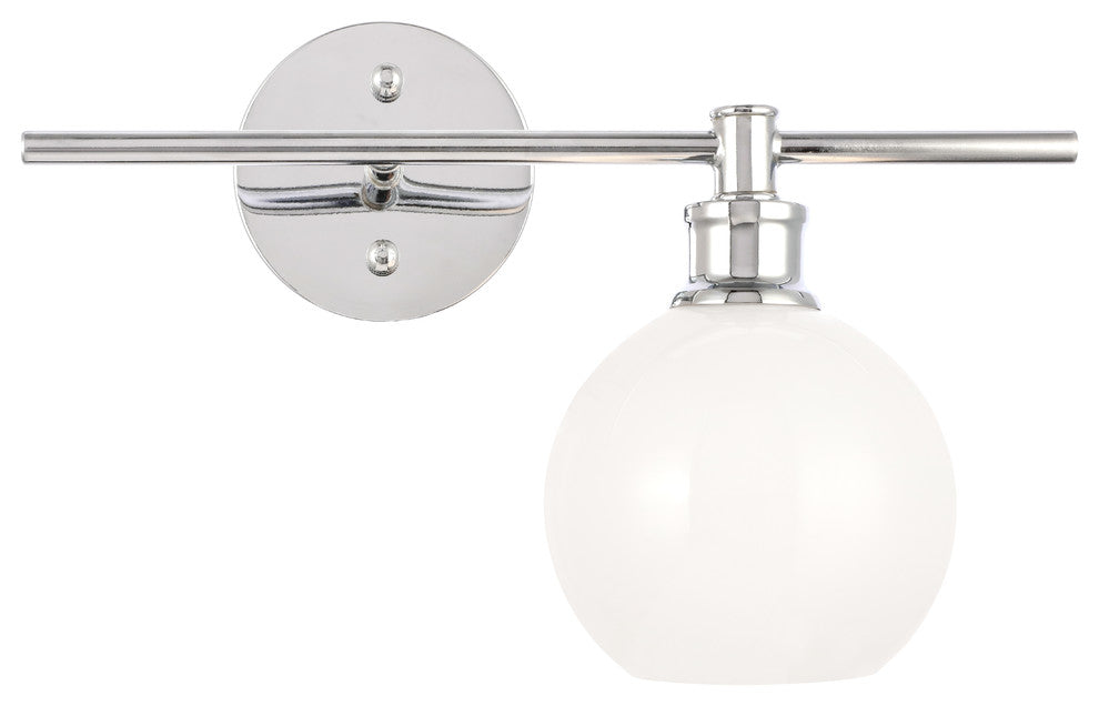 Chrome Finish And Frosted White Glass 1-Light Right Wall Sconce