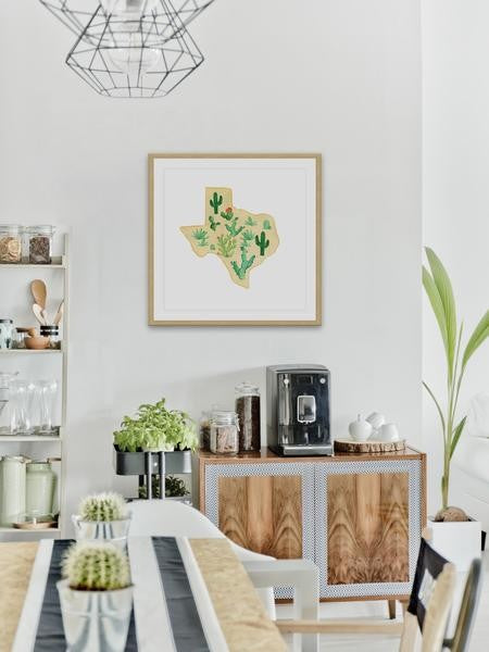 "Texas Cactus" Framed Painting Print, 18"x18"