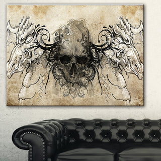 "Human Skull Tattoo Sketch" Digital Art Canvas Print