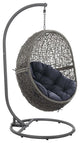 Modway Encase Outdoor Synthetic Rattan Swing Chair in Gray and Navy