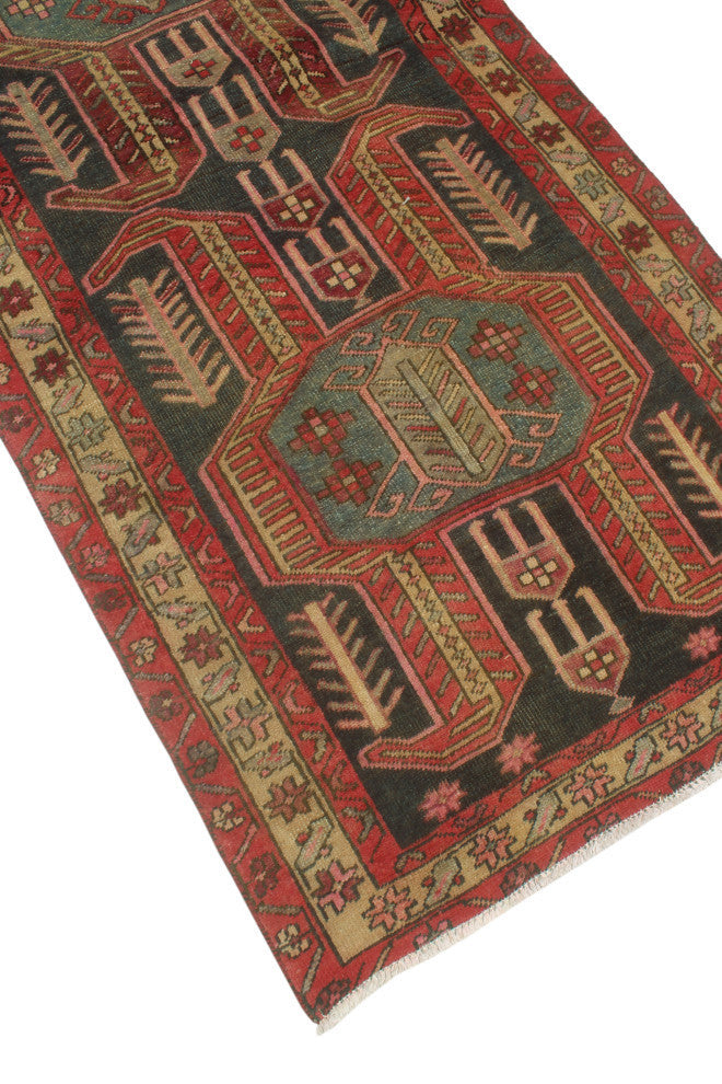 Fine Vintage Distressed Jahzeel Charcoal/Beige Runner, 3'2x10'8