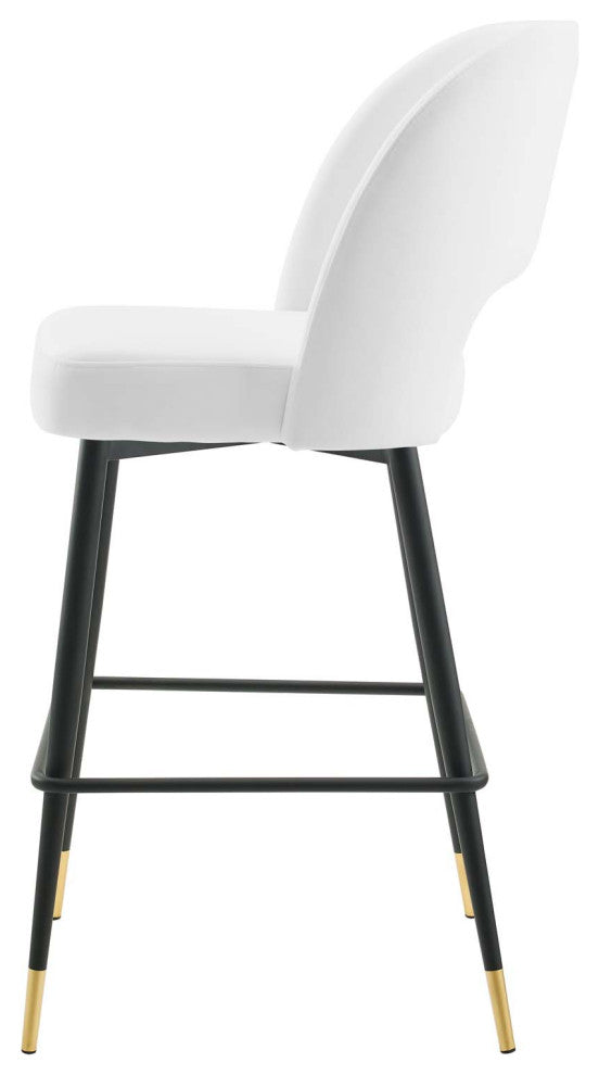 Bar Stool Chair Barstool, Velvet, Metal, White, Bar Pub Cafe Bistro Restaurant