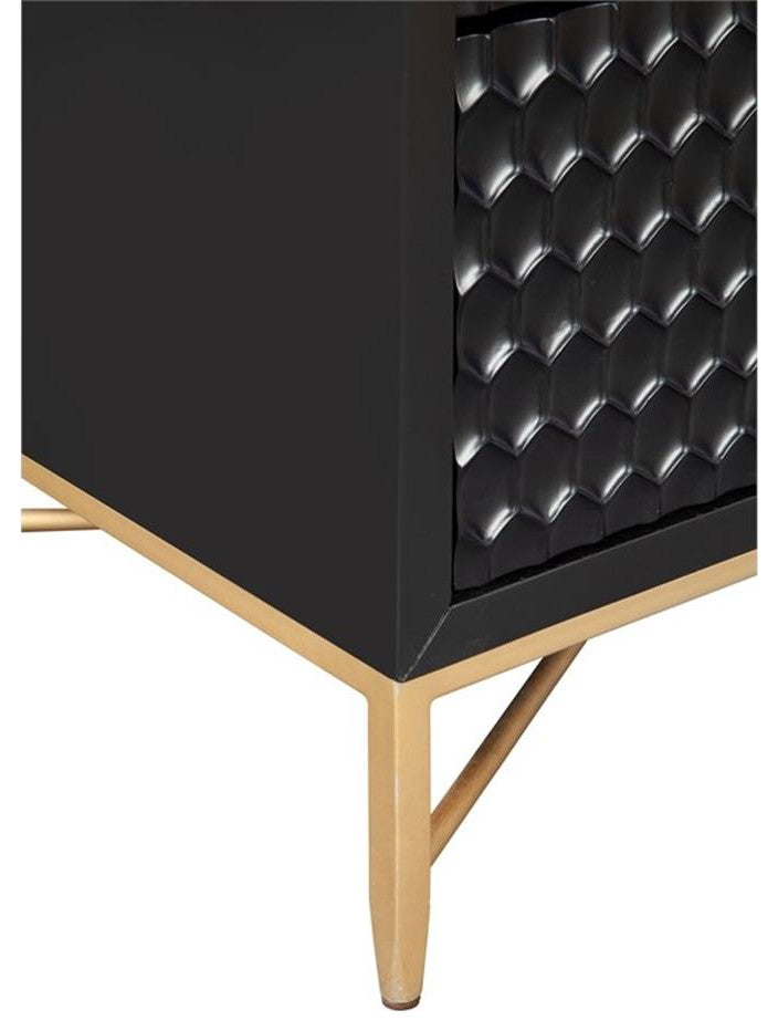 Origins by Alpine Black Pearl Three Drawer Small Wood Chest in Black