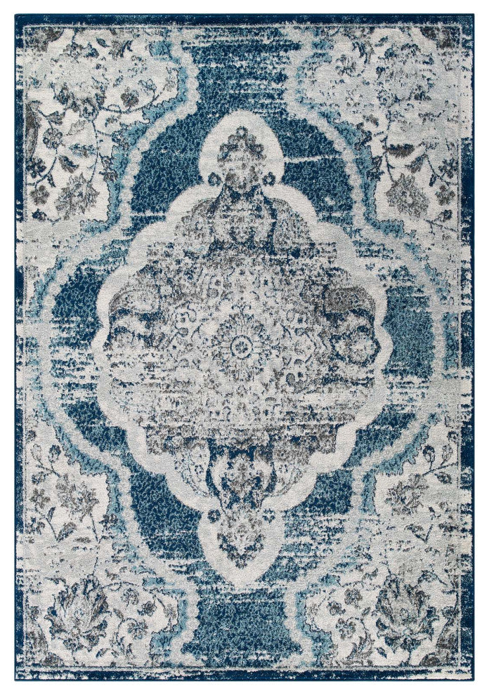 Entourage Malia Distressed Vintage Floral Persian Medallion 5x8 Area Rug