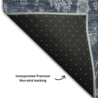 Premium Machine Washable Mayfield AMF680 Blue 2'3" x 7'6" Runner Rug