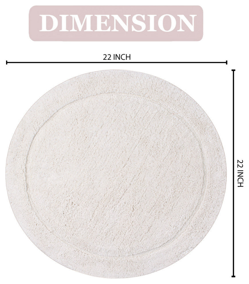 Waterford Absorbent Cotton and Machine washable Bath Rug 22" Round, Ivory