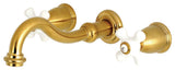 Kingston Brass 2-Handle Wall Mount Bathroom Faucet, Brushed Brass