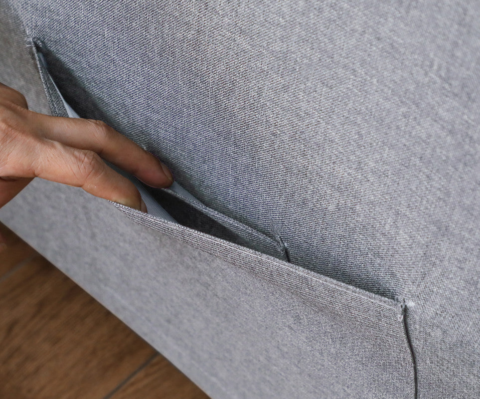 Zoey Linen Convertible Sleeper Loveseat With Side Pocket, Light Gray