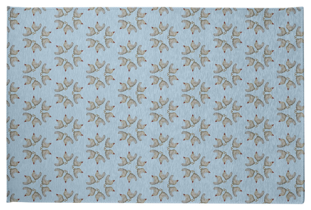 Chickens-go-round Easter Chenille Rug, After Rain Blue, 2'x3'