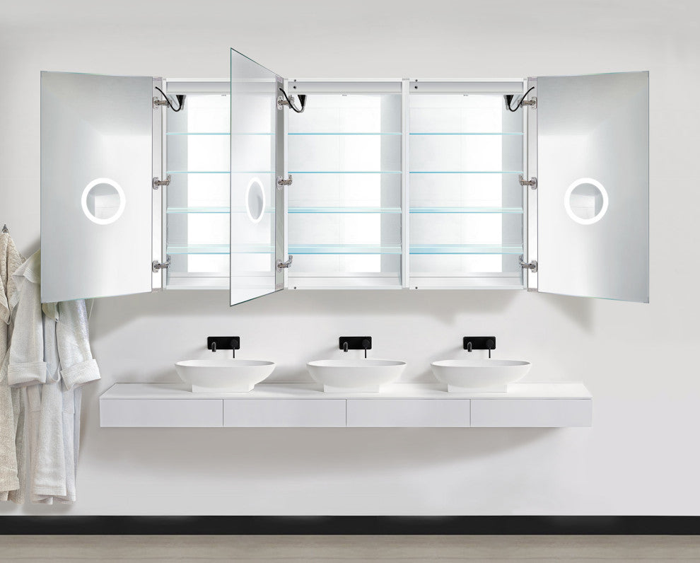 72x42 Recessed Or Surface Mount Medicine Cabinet 12 Shelves, LED, Llr