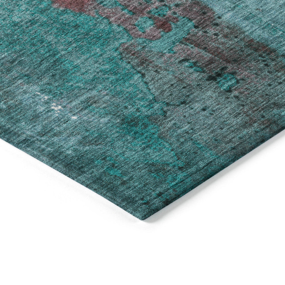 Machine Washable Indoor/Outdoor Chantille ACN1870 Teal 3' x 5' Rug